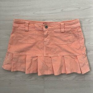 Women’s Y2K BeBop Peach Corduroy Pleated Mini Skirt